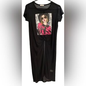 Occasion Tops | Occasion Black Transparent Mesh Top | Color: Black size:M